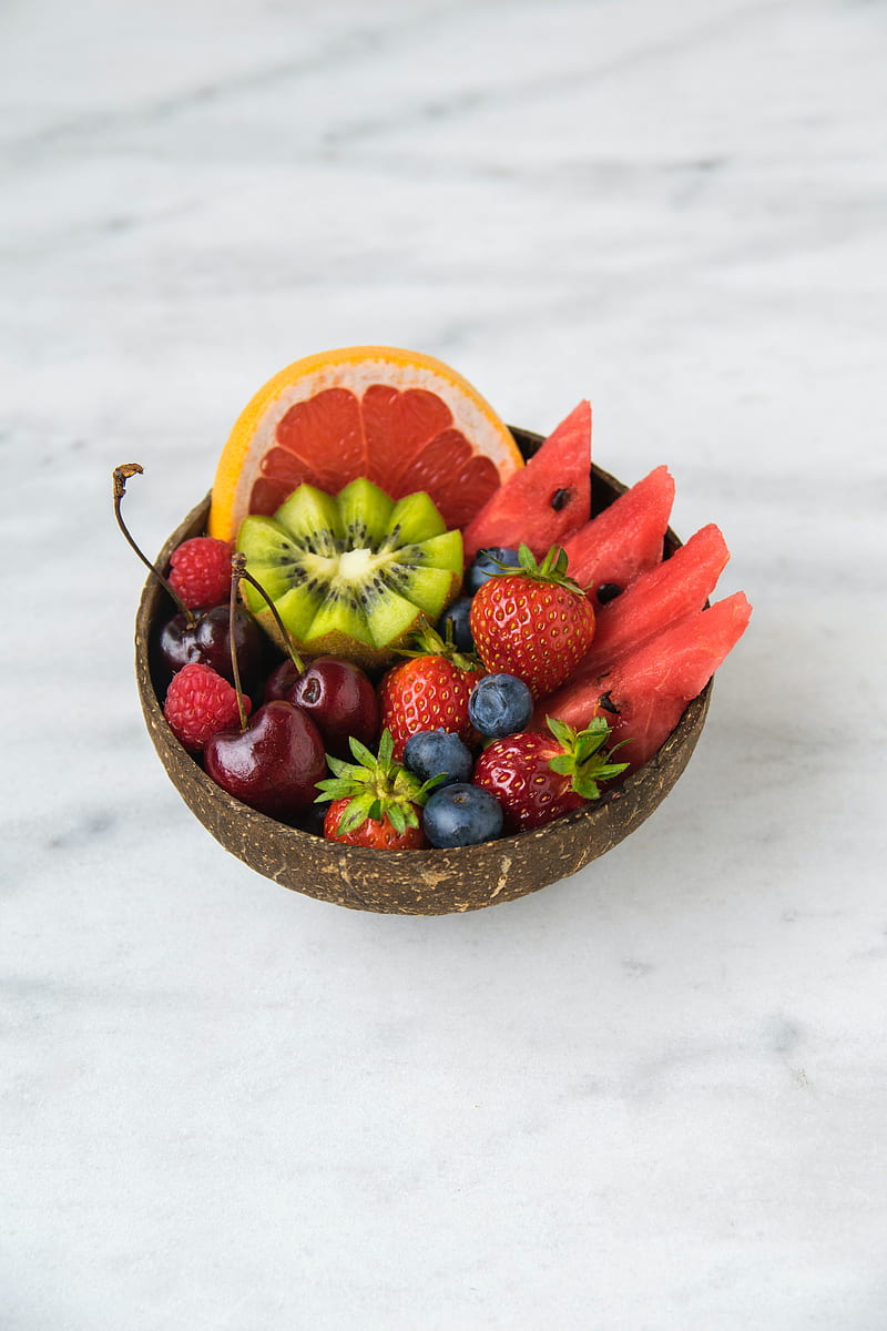 berries, fruits, strawberries, cherries, watermelon, kiwi, blueberries, HD phone wallpaper