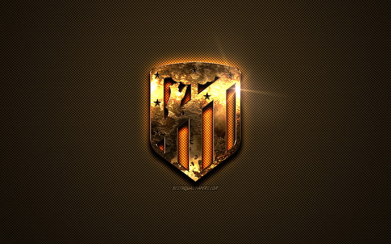 Atletico Madrid, emblem, football, golden, logo, HD wallpaper