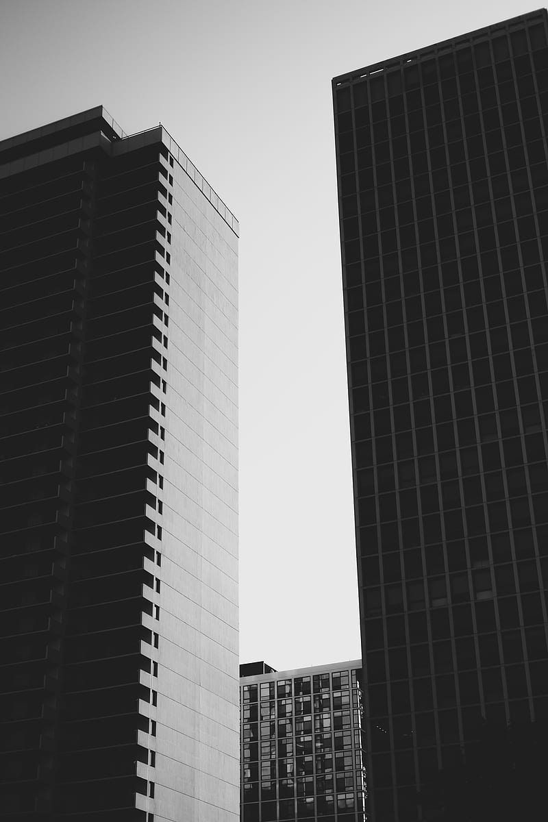 buildings, skyscrapers, bw, architecture, city, HD phone wallpaper