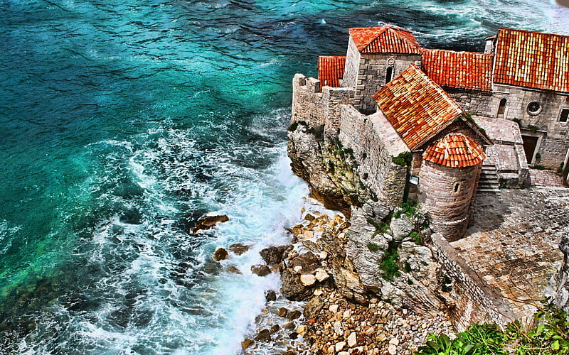 Budva, Adriatic Sea, coast, rocks, Montenegro, Europe, R, beautiful nature, summer travel, HD wallpaper