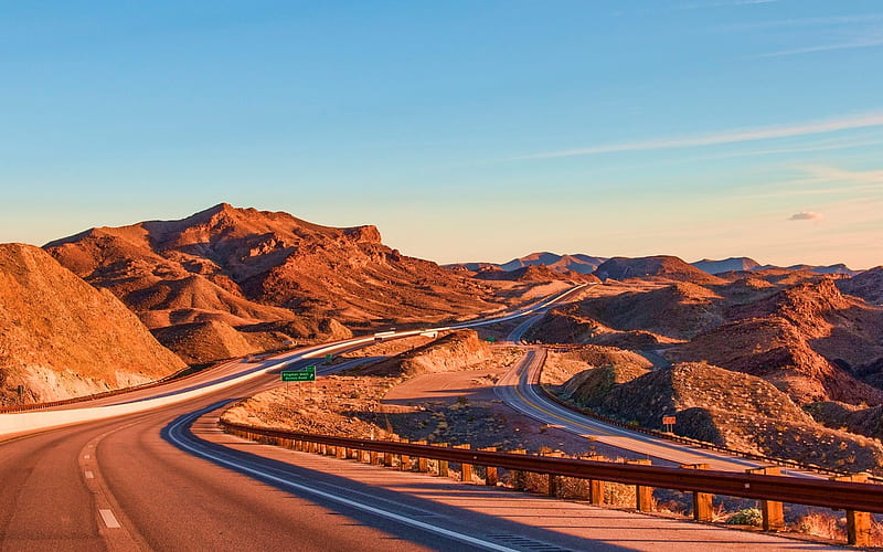 Road in Nevada, desert, America, road, landscape, HD wallpaper