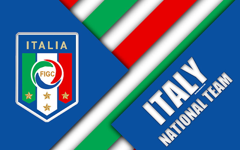 Italy national football team emblem, material design, blue abstraction, Italian Football Federation, FIGC, logo, football, Italy, coat of arms, HD wallpaper