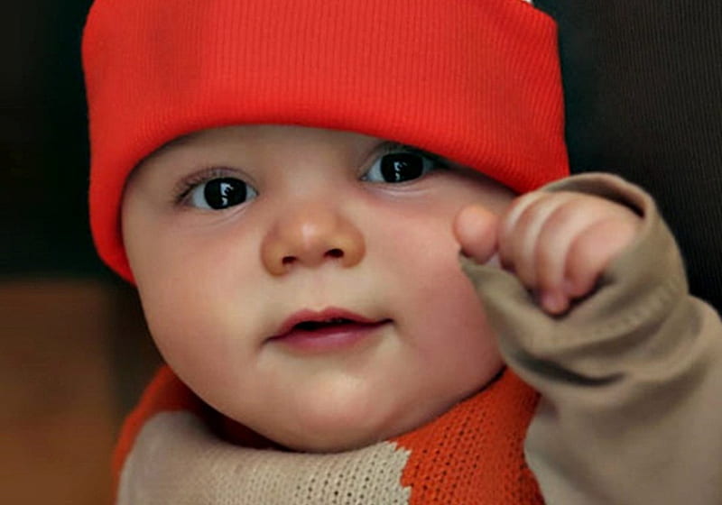 Baby with red cap, cute, adorable, baby, sweet, HD wallpaper