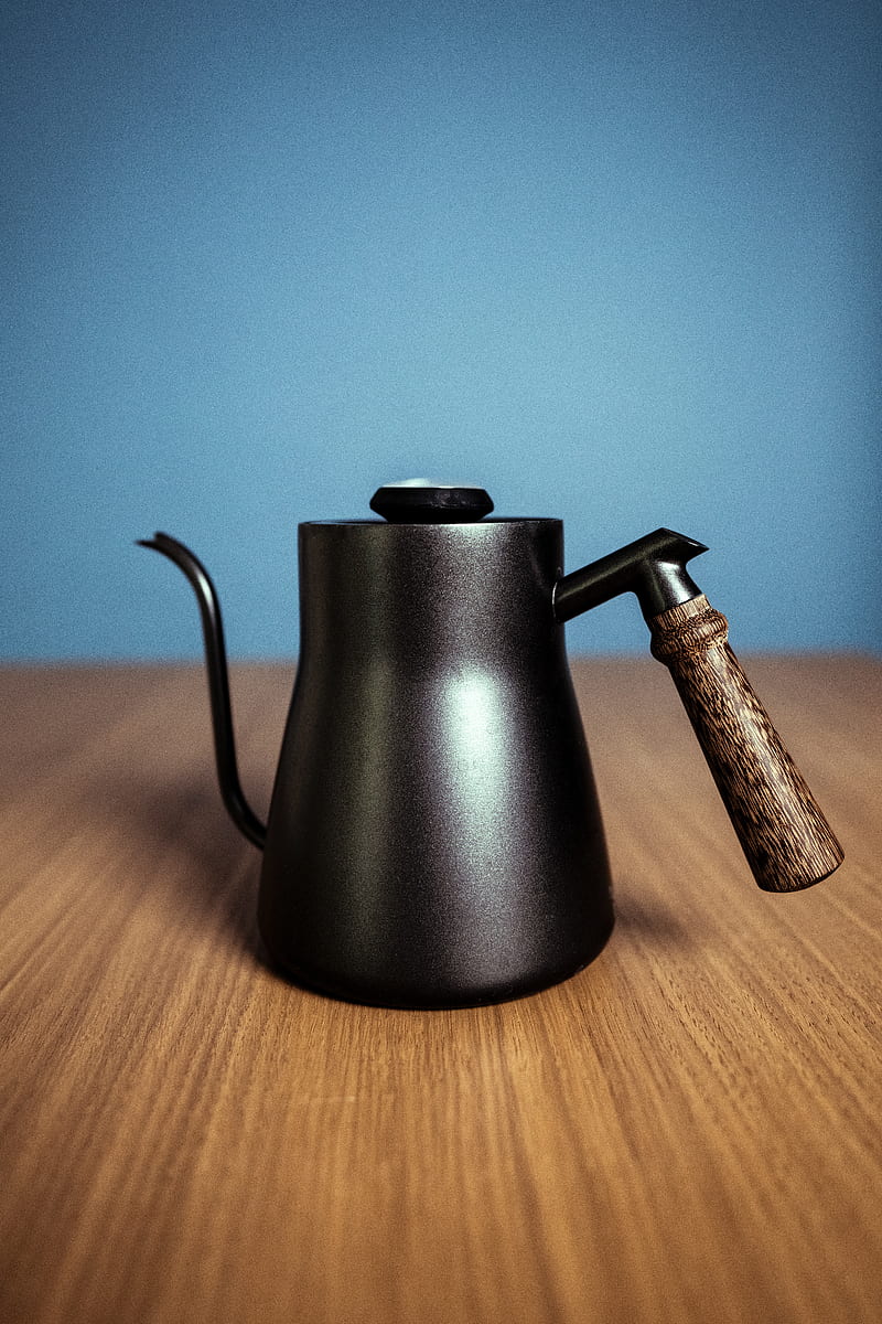 kettle, dishes, table, wooden, HD phone wallpaper