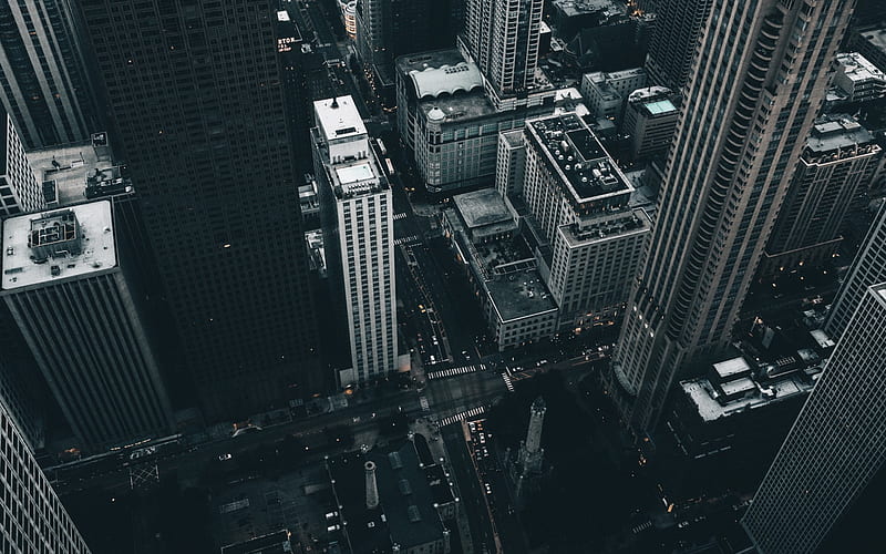 Chicago, Illinois, Metropolis, skyscrapers, evening, USA, HD wallpaper