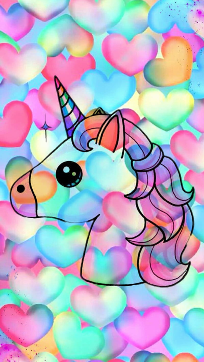 Unicorn, unicorns, corazones, love, rainbow, HD phone wallpaper