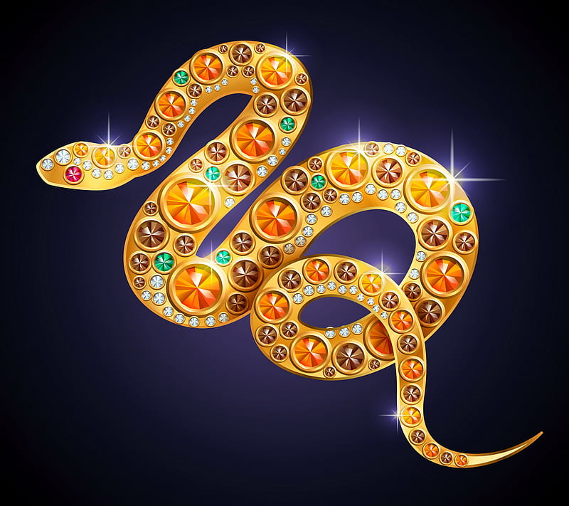 Jewelry Snake, diamond, gold, jem, HD wallpaper