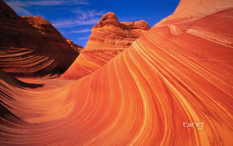 The Wave a sandstone formation in the Coyote Buttes of the Vermilion Cliffs Wilderness, HD wallpaper