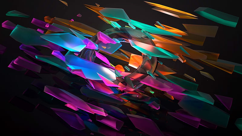 neon crystals, glowing, transparent ring, Abstract, HD wallpaper