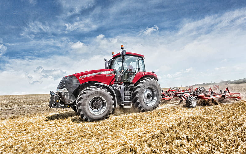 Case IH Magnum 370 CVX plowing field, 2019 tractors, crawler, agricultural machinery, harvest, R, agriculture, tractor in the field, Case, HD wallpaper