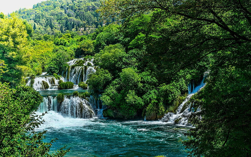 Krka National Park, waterfalls, beautiful nature, Lozovac, Croatia, Europe, forest, R, croatian landmarks, HD wallpaper