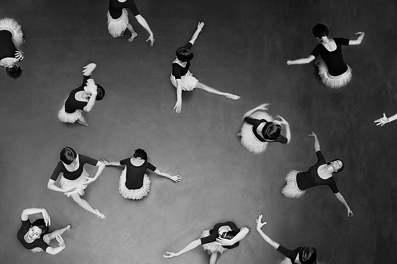 dance floor - black white, perspective, black, dancer, graphy, wp, bw, ballet, dance, white, HD wallpaper