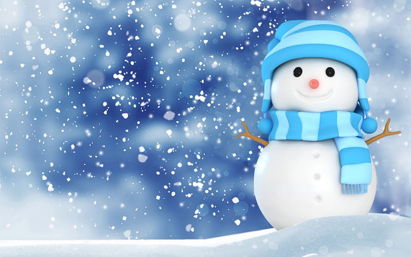 Christmas winter, snowman, snowfall, New Year, HD wallpaper