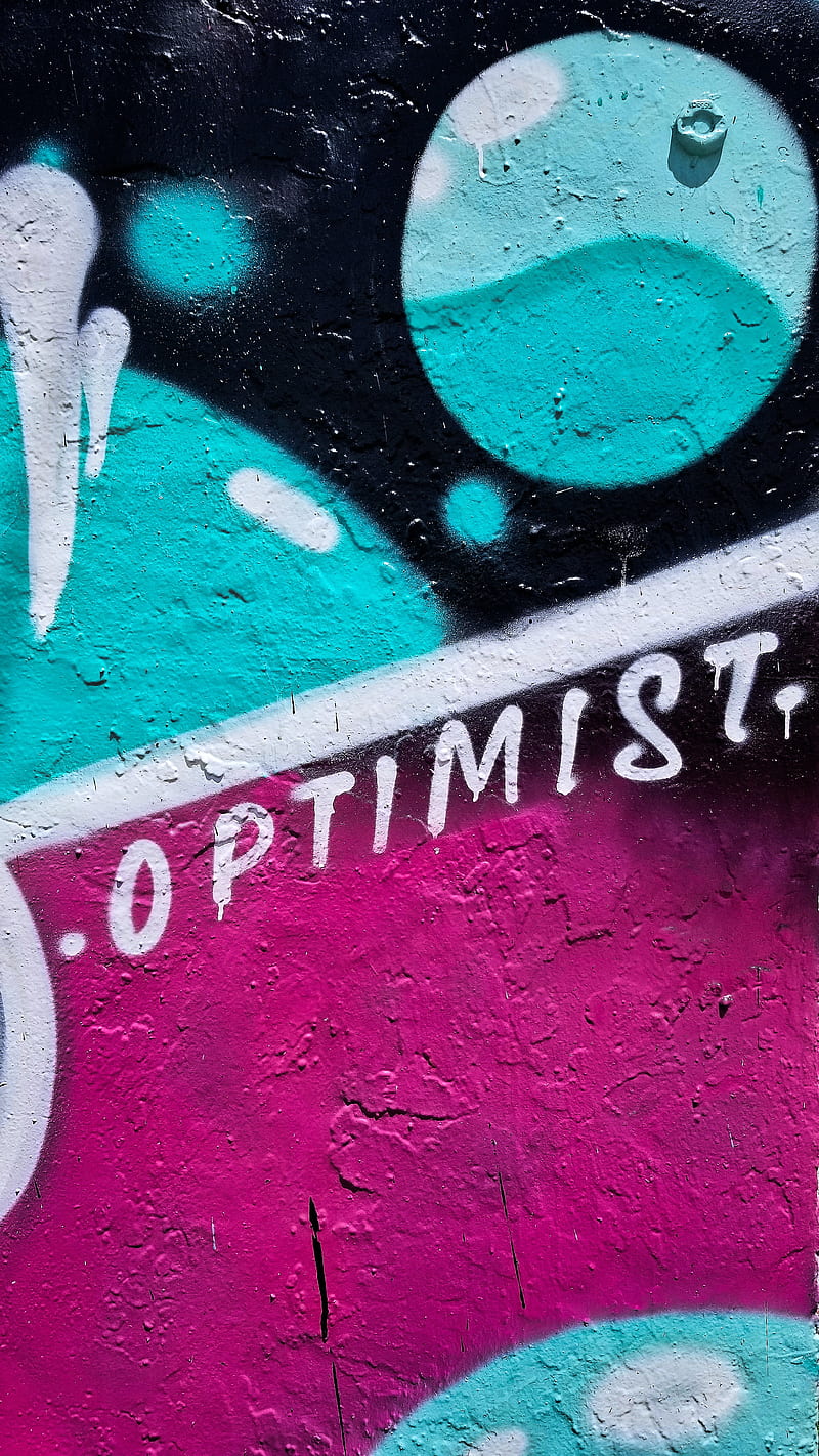 optimist, word, paint, graffiti, wall, art, HD phone wallpaper