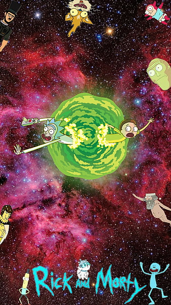 Rick and morty, cartoon, funny, galaxy homer, HD phone wallpaper