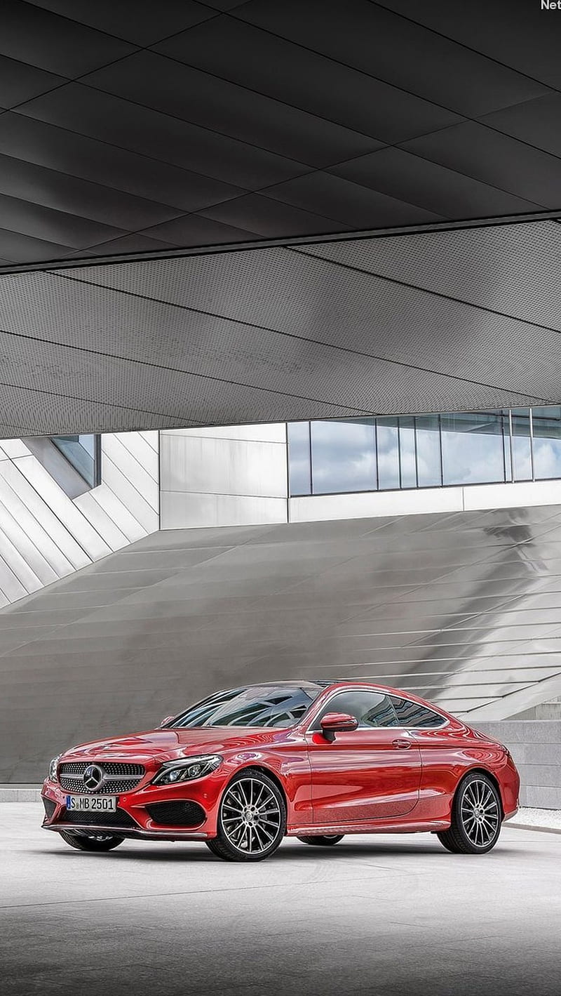 Mercedes C-class 250, amazing, car, red, HD phone wallpaper