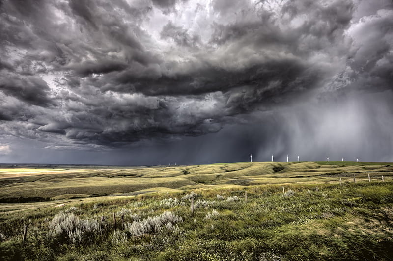 The Storm, splendor, nature, clouds, sky, storm, field, stormy, landscape, HD wallpaper
