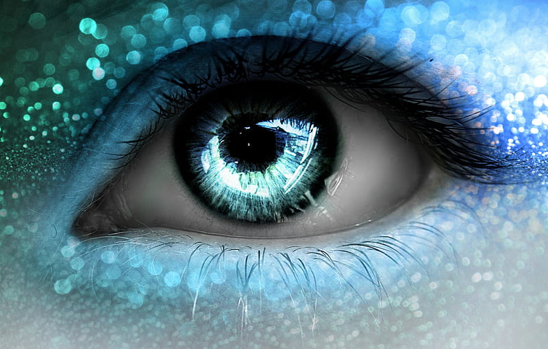 Colorful Blue Eye, sparkle, reflection, blue, eye, HD wallpaper