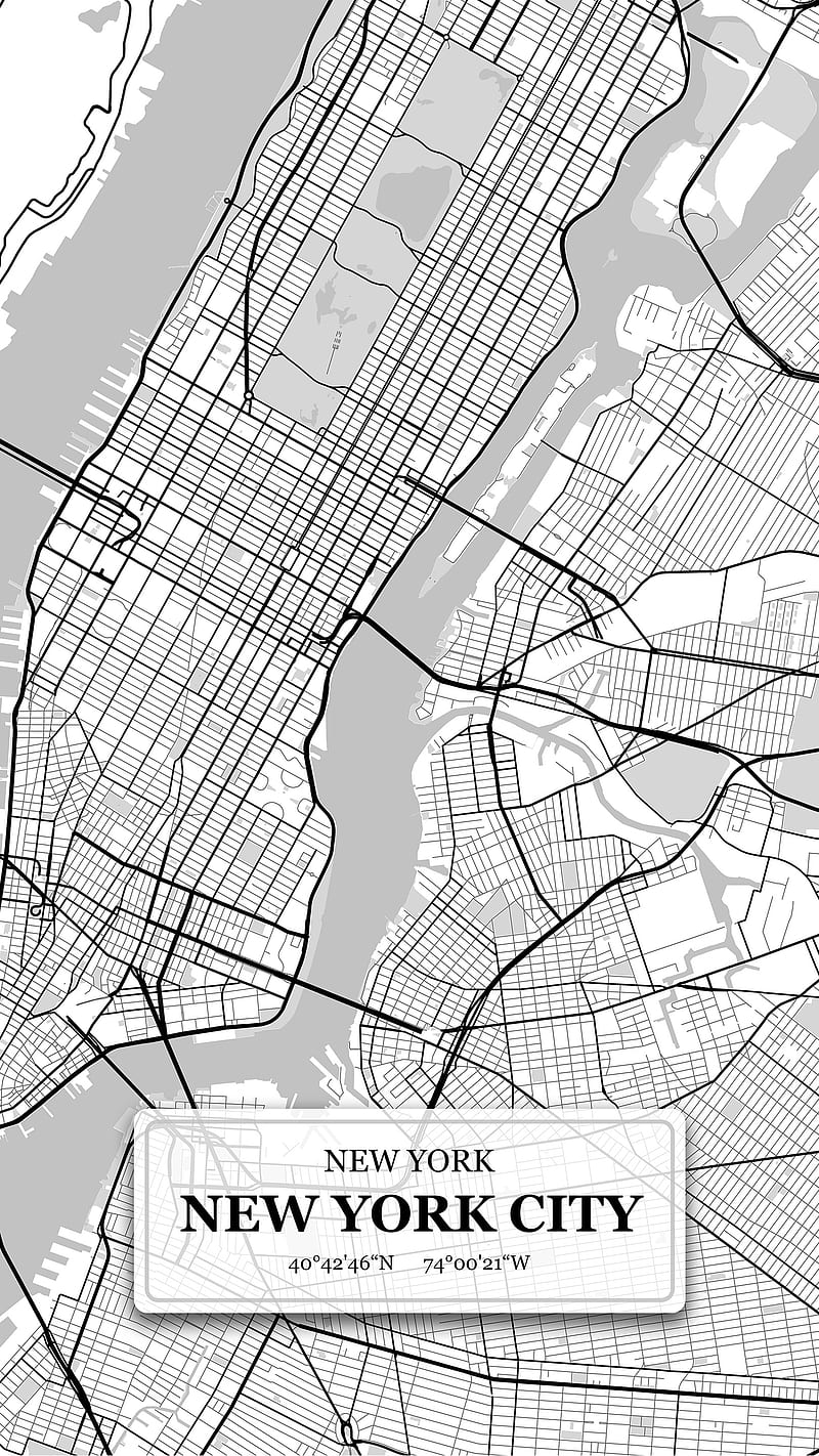 New York City, America City, Big Apple, Digital, DimDom, Manhattan, Map, Maps, NYC, New York, Streets, Travel, USA, World city, design black white, romantic, trip, HD phone wallpaper