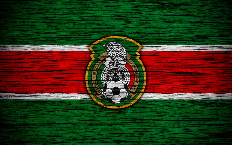 Mexico national football team, logo, North America, football, wooden texture, soccer, Mexico, emblem, North American national teams, Mexican football team, HD wallpaper