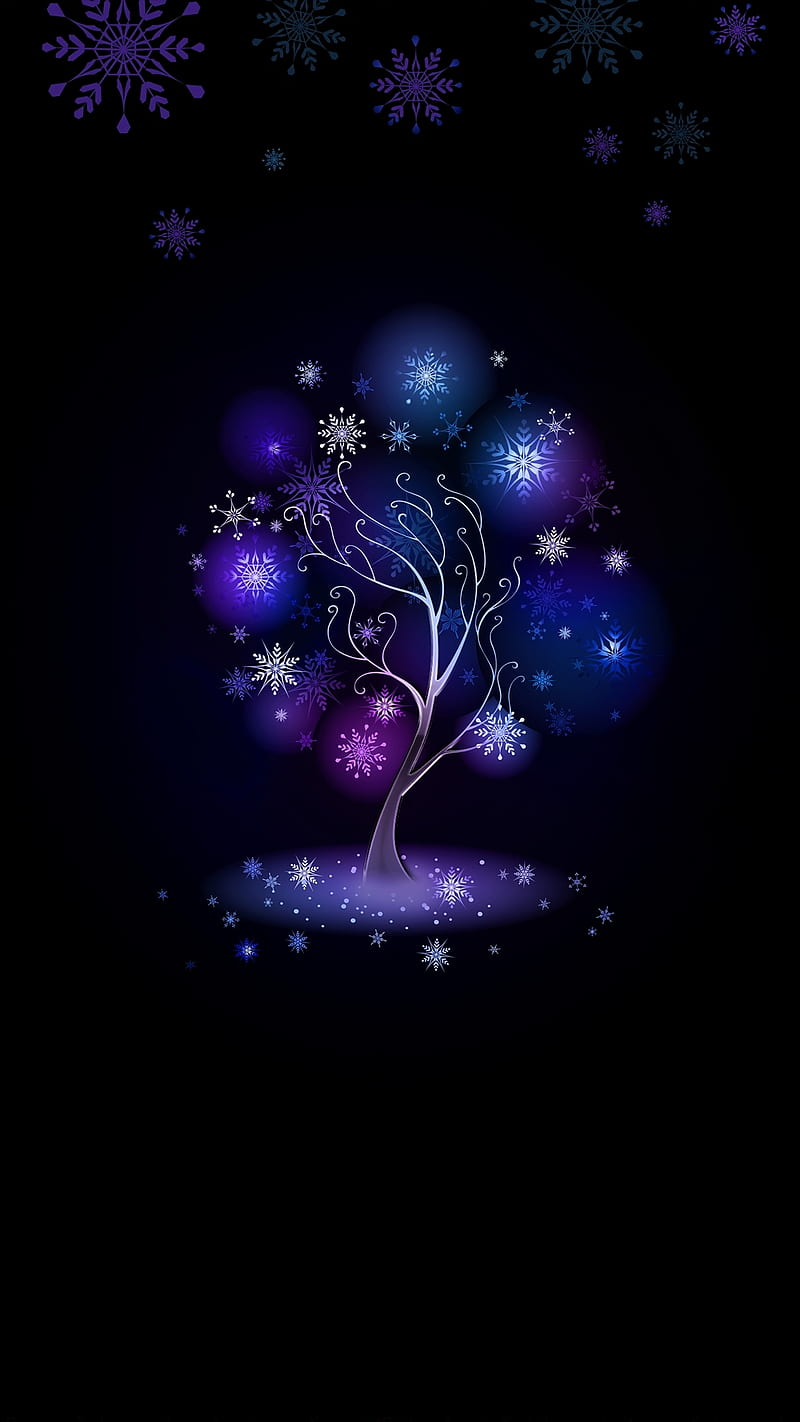 Tree, art, black, blue, flowers, light, neon, night, s7, s8, super ...