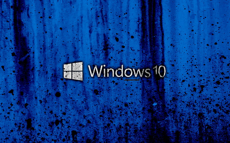 Windows 10 creative, logo, grunge, blue background, Windows 10 logo, Microsoft, HD wallpaper