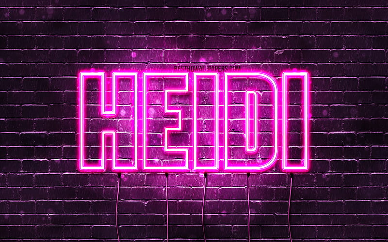 Heidi with names, female names, Heidi name, purple neon lights, horizontal text, with Heidi name, HD wallpaper