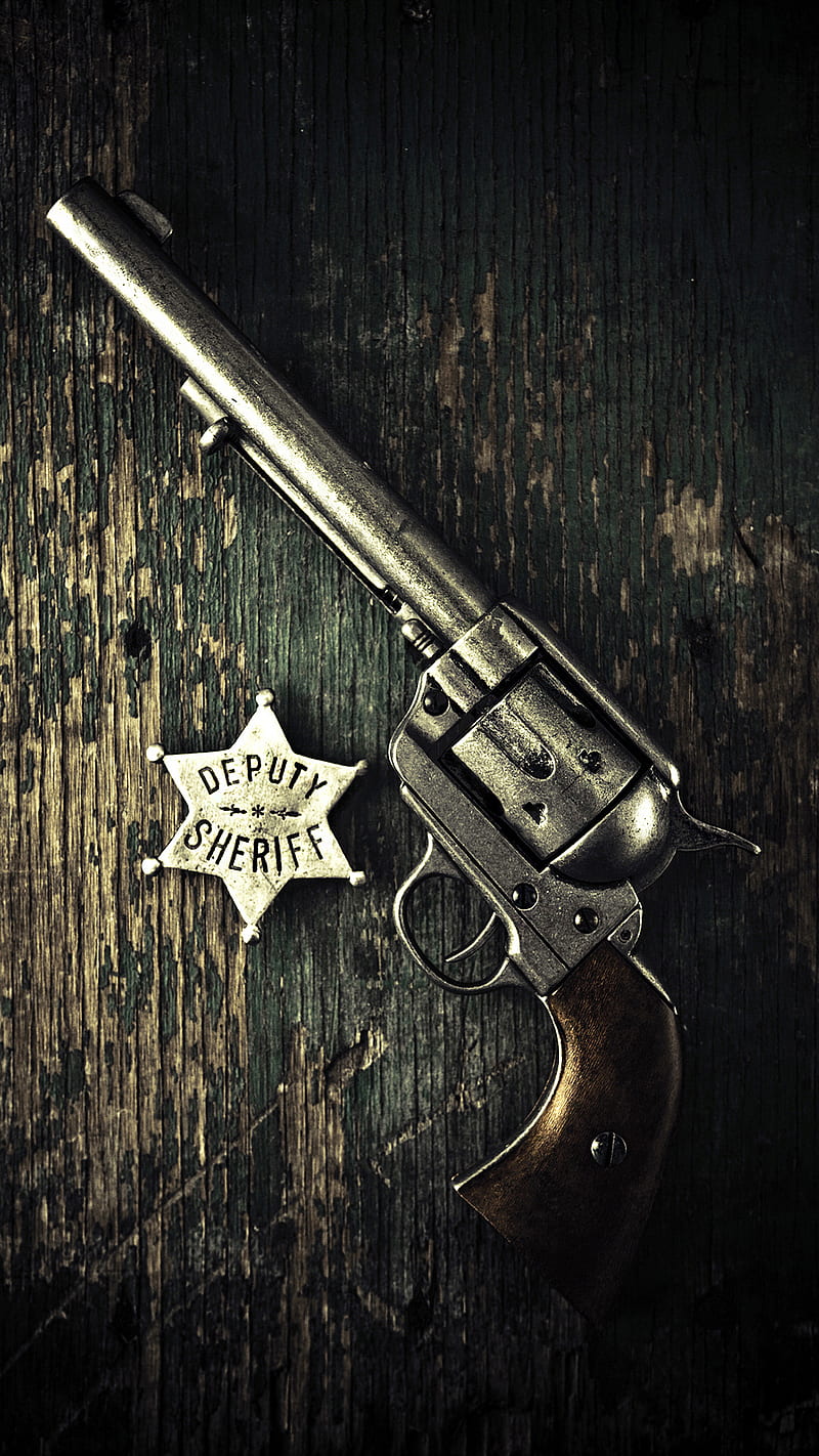 Gun, sheriff badge, HD phone wallpaper