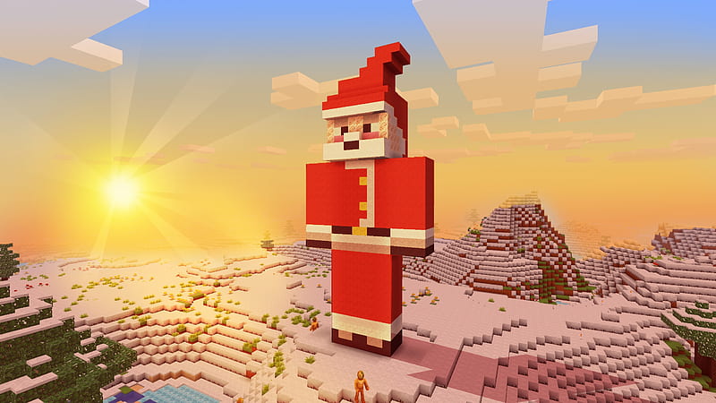 Adorable Santa Claus in RealmCraft Minecraft Style Game, open world game, gaming, playgames, pixel games, mobile games, realmcraft, sandbox, minecraft, games action, game, minecrafters, pixel art, art, 3d building games, pixel, fun, adventure, building, 3d, minecraft, HD wallpaper