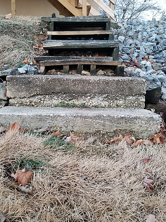 broken wooden stairs