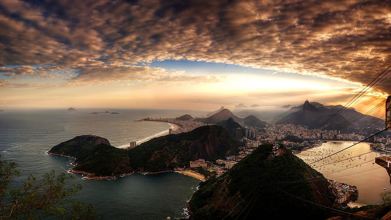 Rio de Janeiro landscape, Beaches, Rio de Janeiro, Mountain, Hills, Brazil, Bay, HD wallpaper