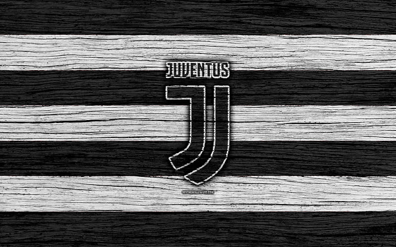 Juventus Serie A, new logo, Italy, wooden texture, FC Juventus, soccer, Juventus new logo, football, Juventus FC, HD wallpaper