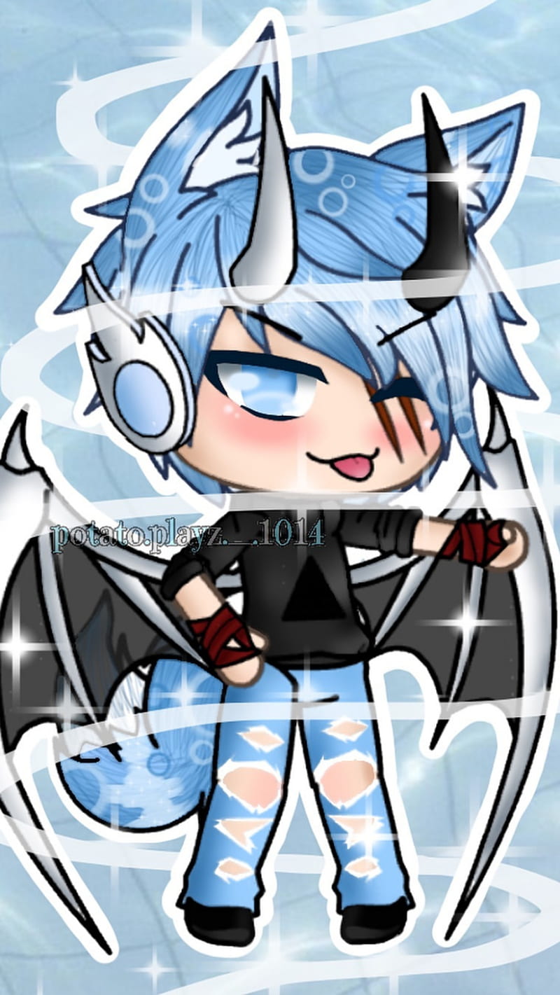 Blue demon, anime, gacha life, HD phone wallpaper