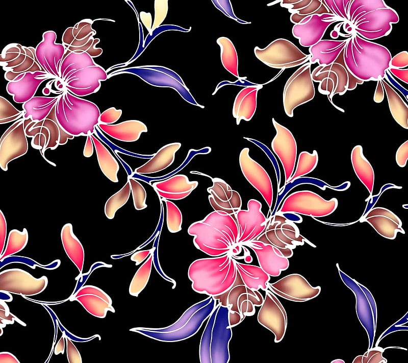 Flowers Design, black, colored, flowers, HD wallpaper | Peakpx