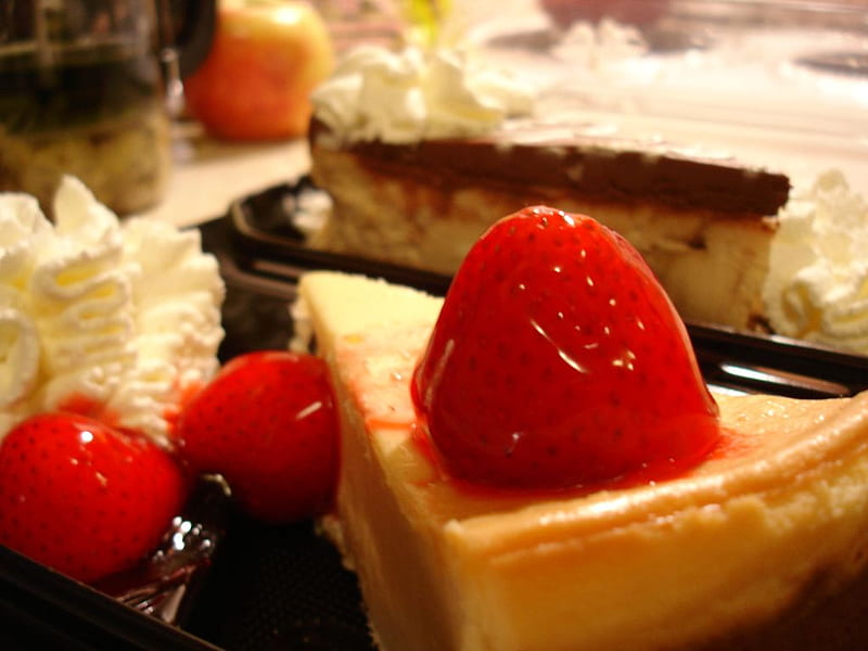 cheese cake, cake, desert, strawberry, food, cheese, sweet, HD wallpaper