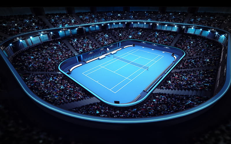 tennis court, hard cover, tennis concepts, 3d, tennis stadium, HD wallpaper