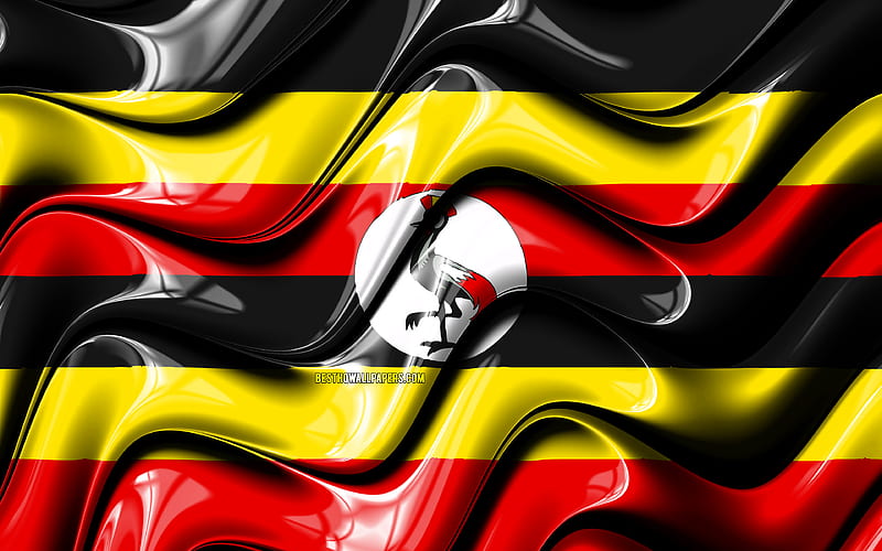 Ugandan flag Africa, national symbols, Flag of Uganda, 3D art, Uganda, African countries, Uganda 3D flag, HD wallpaper