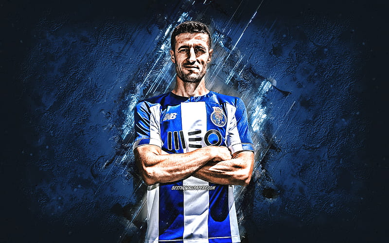 Ivan Marcano, FC Porto, spanish football player, portrait, blue stone background, football, HD wallpaper