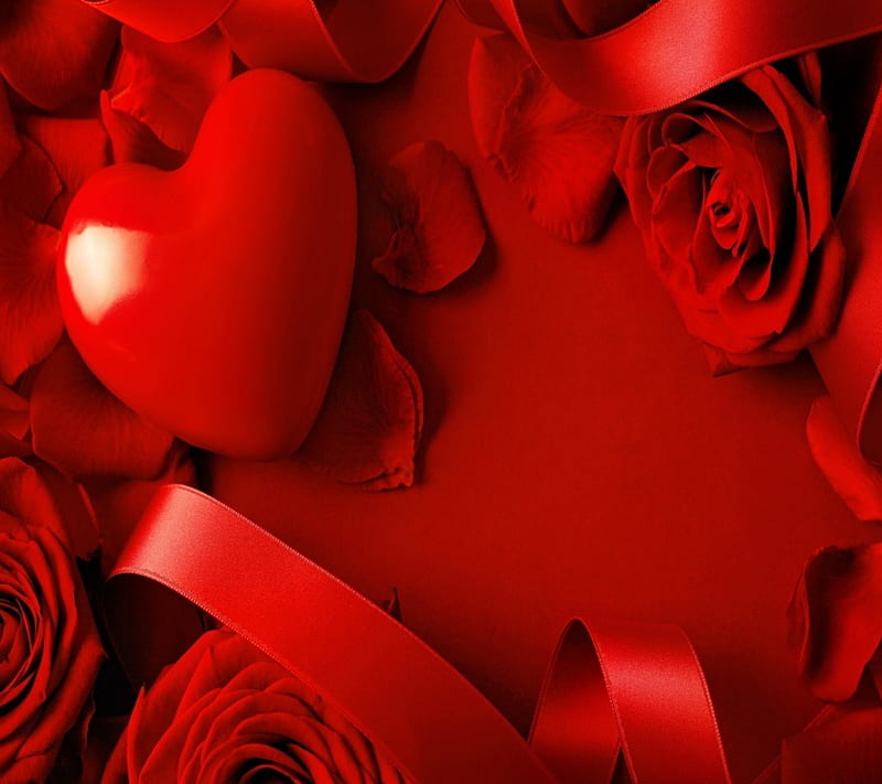 In Red, red, pretty, lovely, ribbon, bonito, roses, abstract, cute, love,  heart, HD wallpaper | Peakpx