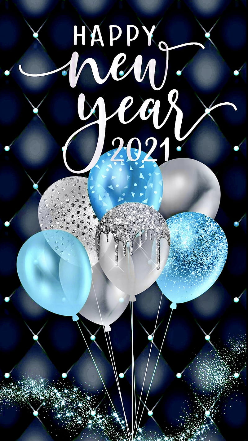 Blue New Year Balloons, 2021, 2021 , Blue New Years Balloons, Blue , Happy New Year, celebrate, glitter , party, HD phone wallpaper