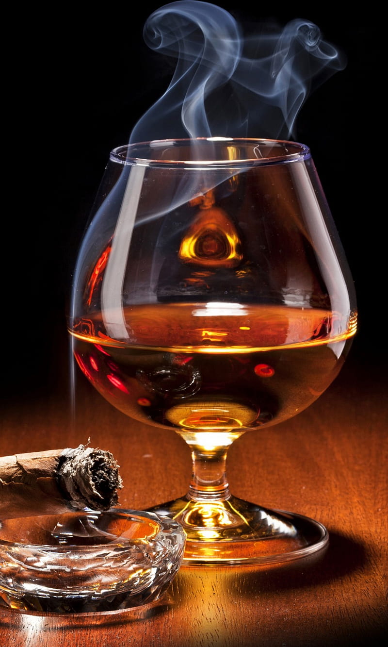 Brandy And Cigar, smoke, HD phone wallpaper