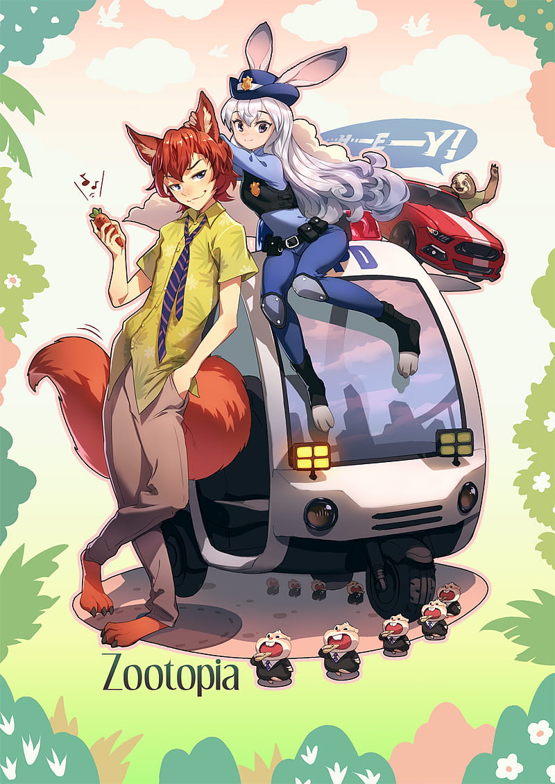 Zootopia, vehicle, anime, tie, animal ears, HD phone wallpaper