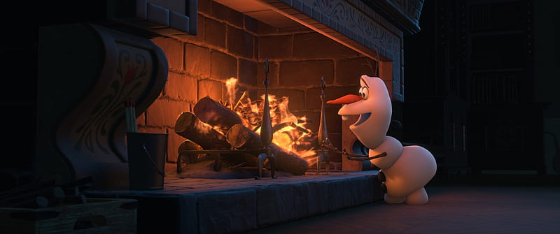 Olaf's Frozen Adventure (2017), poster, fire, movie, olafs frozen adventure, snowman, iarna, winter, disney, HD wallpaper