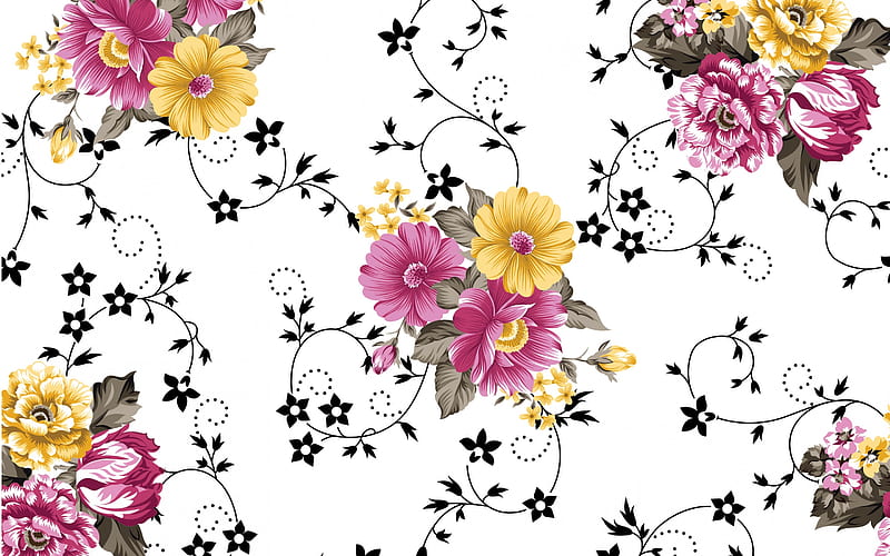 Texture, pattern, rose, yellow, flower, paper, pink, HD wallpaper