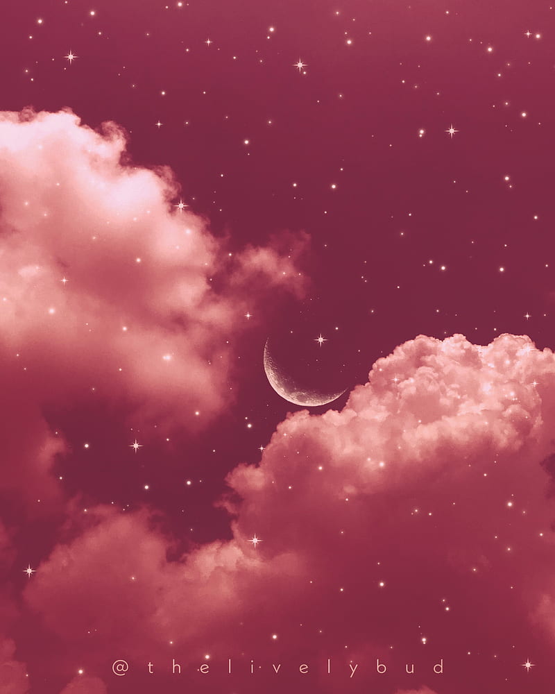 Aesthetic sky 3, aesthetic, clouds, iphone, moon, nature, graphy, red, sky, stars, vibes, HD phone wallpaper