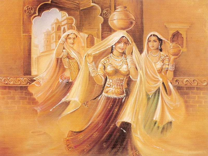 Indian Girls. Beautiful art paintings, Rajasthani painting, Indian paintings, HD wallpaper