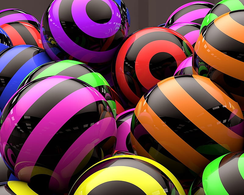 Multicolor Balls, 3d, abstract, ball, circles, corloful, HD wallpaper