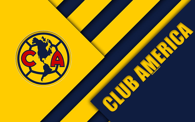 Club America Mexican Football Club, material design, logo, blue yellow abstraction, Mexico City, Mexico, Primera Division, Liga MX, America FC, HD wallpaper