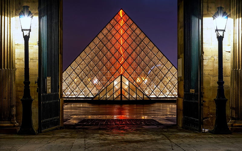 The Louvre Pyramid, Paris, Museum, Pyramid, Architecture, Paris, HD wallpaper