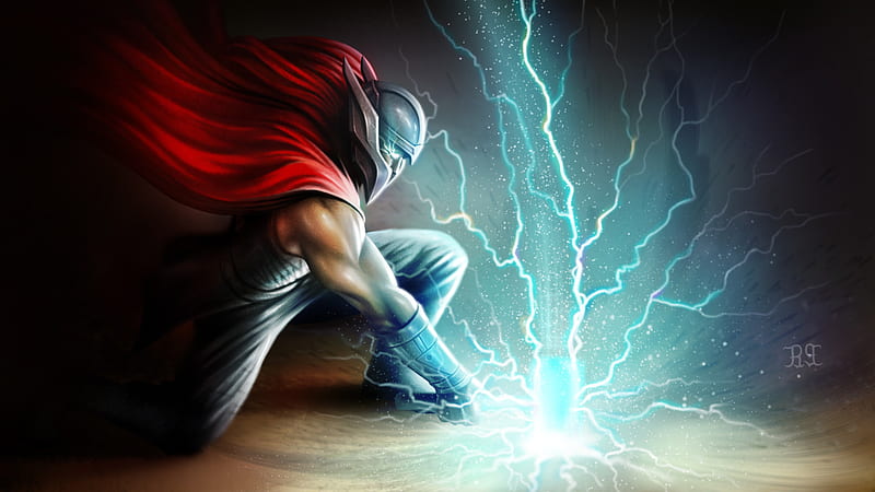 Thor Thunder Hammer Art, thor, digital-art, superheroes, artist, artstation, artwork, HD wallpaper
